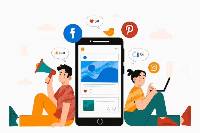 man-and-woman-using-best-free-social-media-mangement-tools